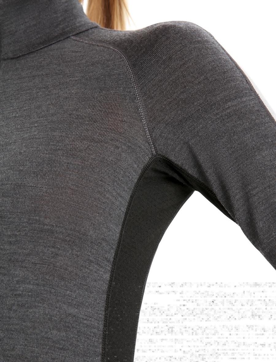 Base Layers Icebreaker 260 ZoneKnit™ Merino Long Sleeve Half Zip Damskie Czarne | PL 1067GSOL